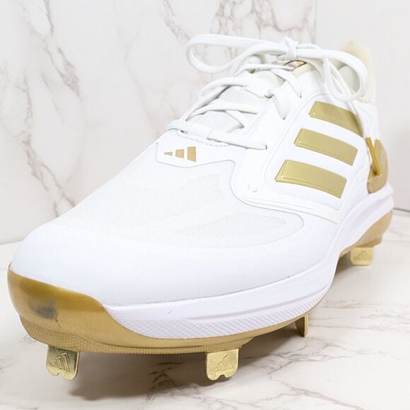 adidas Women's adizero PureHustle 3 Elite Metal Softball Cleats White/Gold 13 - Picture 9 of 12